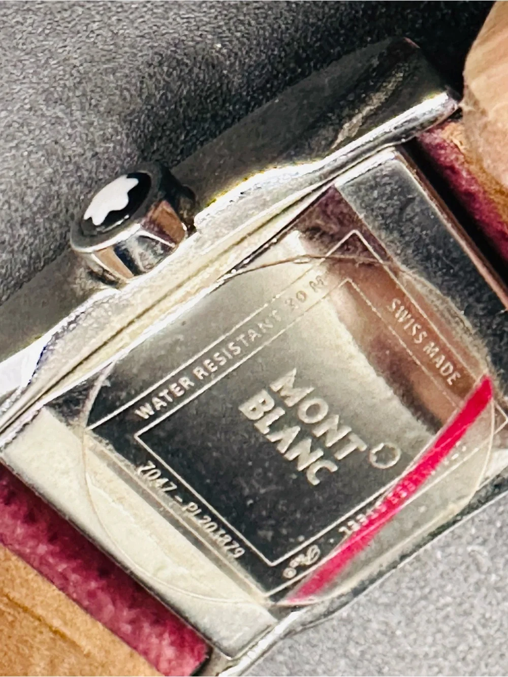 Montblanc Ivory Dial Watch with Red Strap. No Box or battery